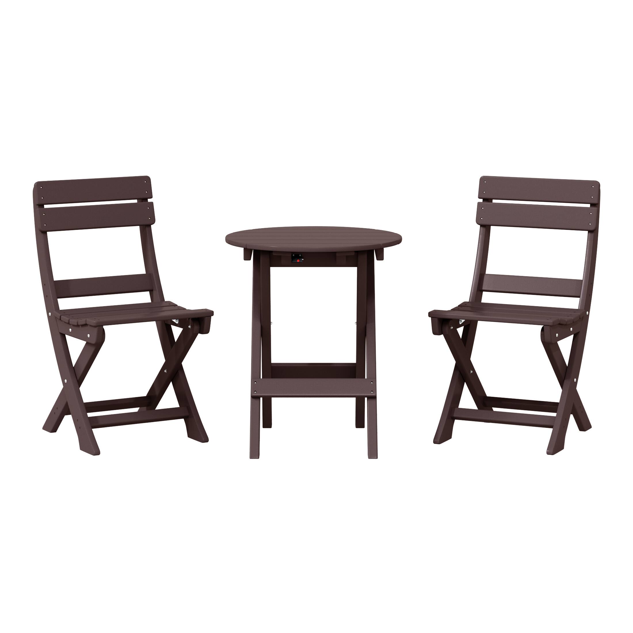 Front. WestinTrends - WestinTrends Malibu 3-Piece Outdoor HDPE Folding Patio Bistro Table and Chairs - Dark Brown.