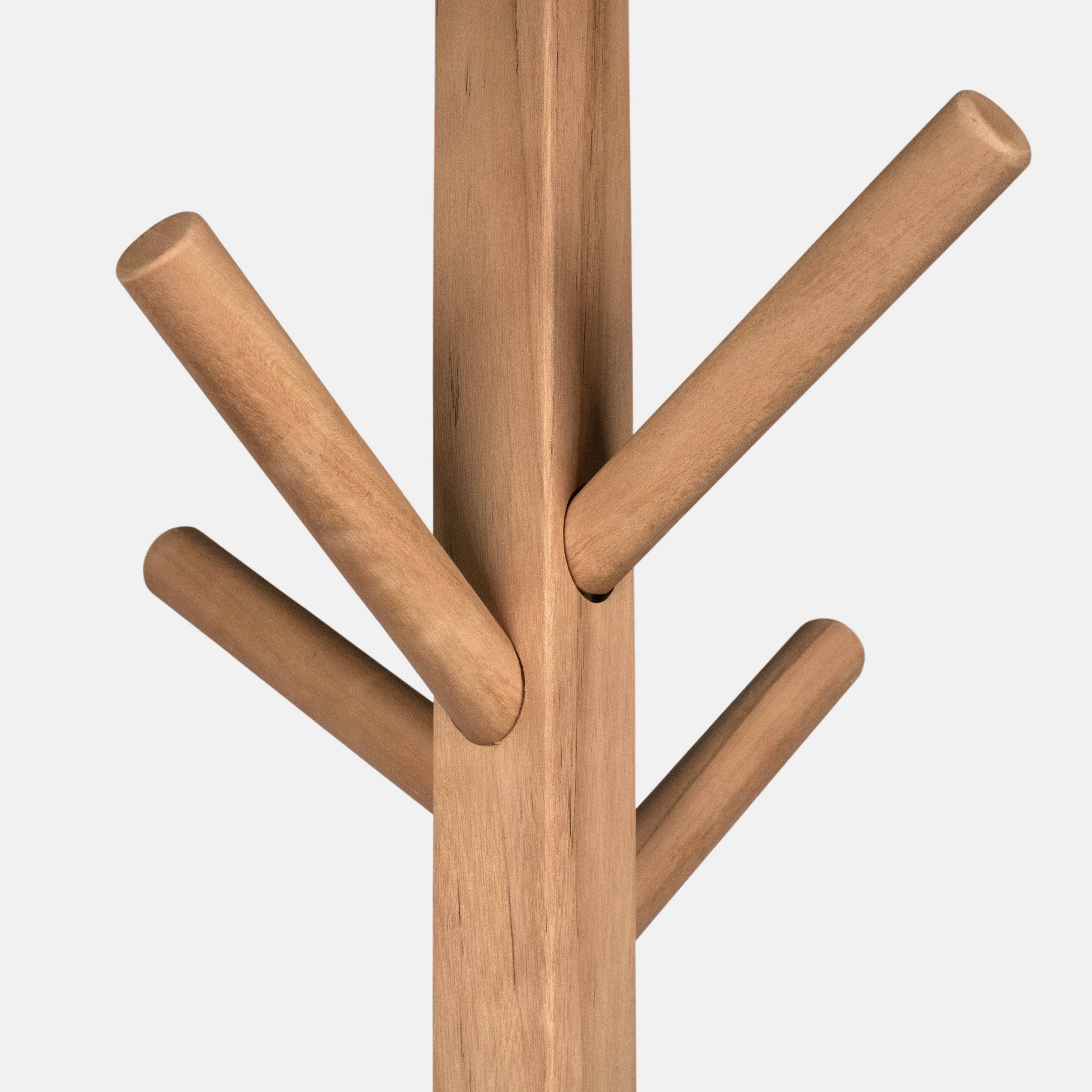 Back. Manhattan Lane - Hiya Freestanding Hat, Coat Rack, 8 Branch Hooks, 72 Inch - Natural Brown.
