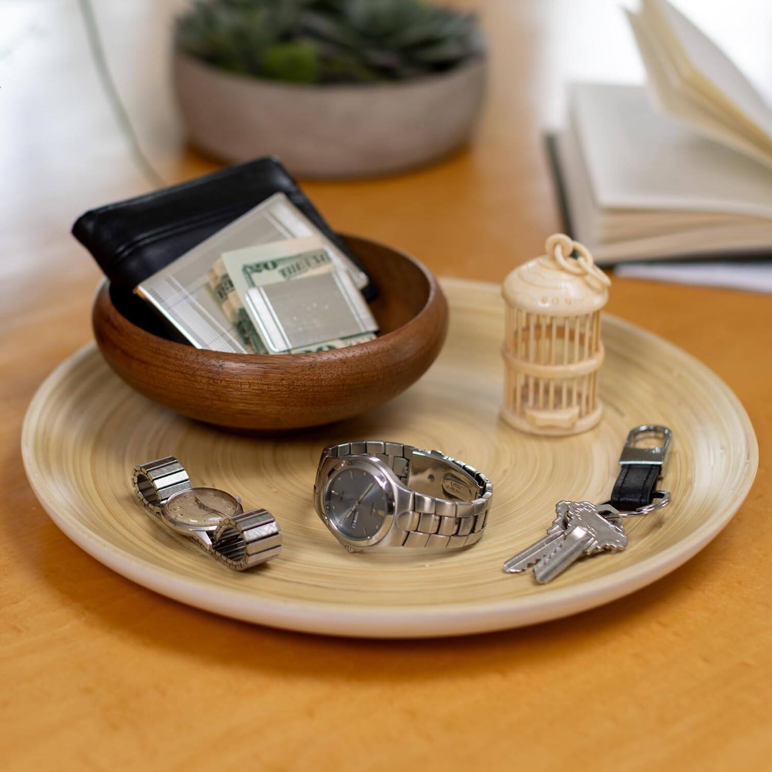 Angle. Lexa - Bamboo Serving Plate Set, 12 Inch x 2, White - White.