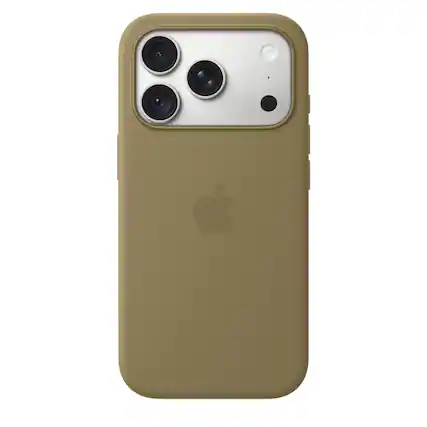 Front. Apple - iPhone 18 Pro Silicone Case with MagSafe - Olive.