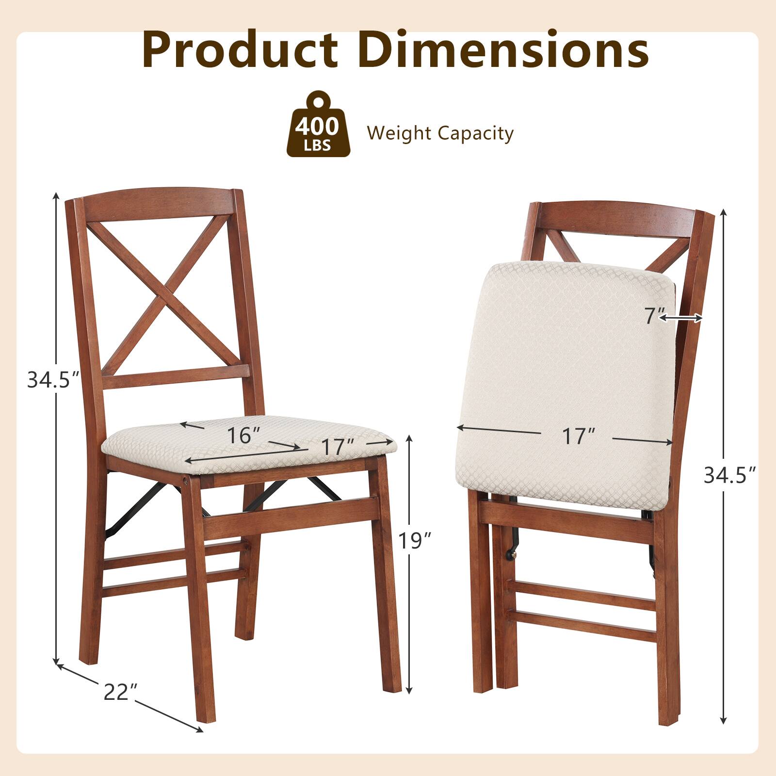 Product Dimensions: 400 lbs Weight Capacity, 34.5" x 16" x 17" x 17" x 7" x 34.5" x 19" x 22"