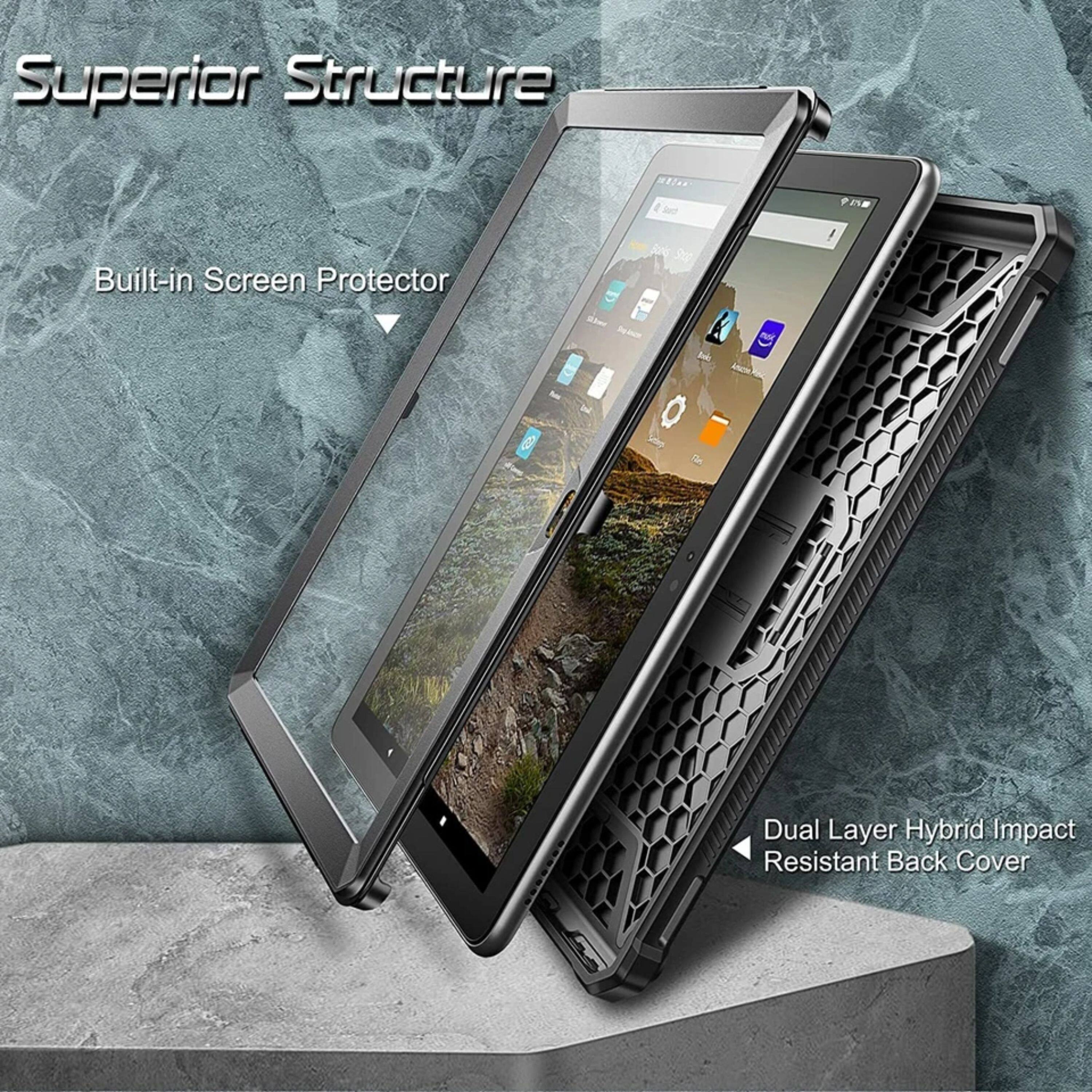 Superior Structure  
Built-in Screen Protector  
Dual Layer Hybrid Impact Resistant Back Cover