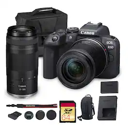 Canon - EOS R10 APS-C Mirrorless Camera Travel Lens Bundle
