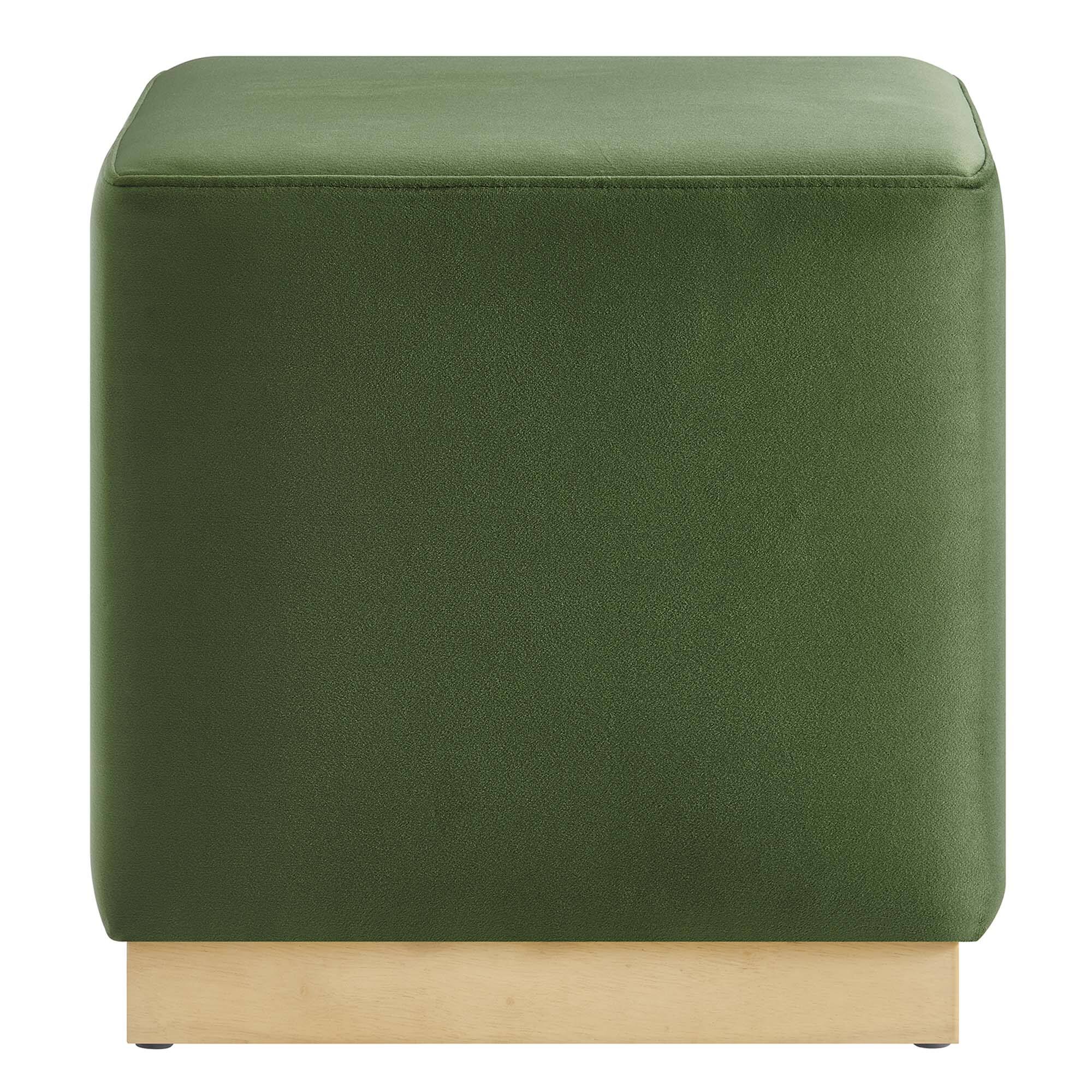 Alt View 4. Modway - Tilden 17" Square Performance Velvet Upholstered Ottoman by Modway - Moss Green Natural.