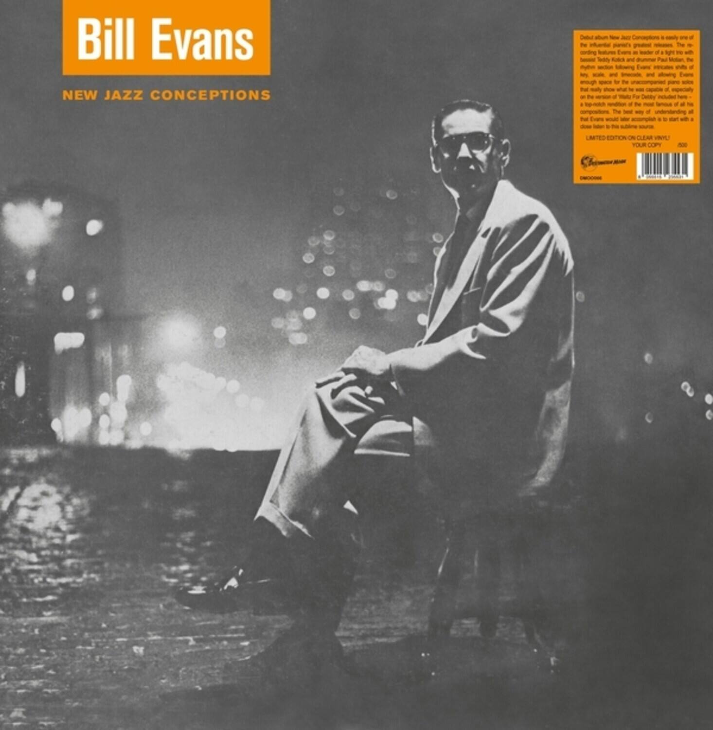 Bill Evans  
NEW JAZZ CONCEPTIONS  

Detbul abun - Conceptore . - a Te Mer n - The - - - Evere - - - ag - - - -a -e Pa Moe the nyte Siowing Evenc - - - - - - - Exers - - - - - - - T - - - - - - - eopa - t - Fo Dettta - . - - a te - Samous a - - - The - - a understondng . tat Evers - - - . - - . - - - the - - LMTED-EDIONONCLEMVNYU YOUR C - -  

Detailed album notes:  
Bill Evans' New Jazz Conceptions is one of the most important recordings in the history of jazz piano. Featuring Evans, a leader of light touch and subtle nuance, and drummer Paul Motian, with bassist Eddie Gomez, the album is a masterclass in the art of the trio. Evans' playing is characterized by a sense of space, subtlety, and a profound understanding of the music. The album features Evans' interpretation of the song "Fragile," which he had previously recorded with the Bill Evans Trio. The album is a limited edition