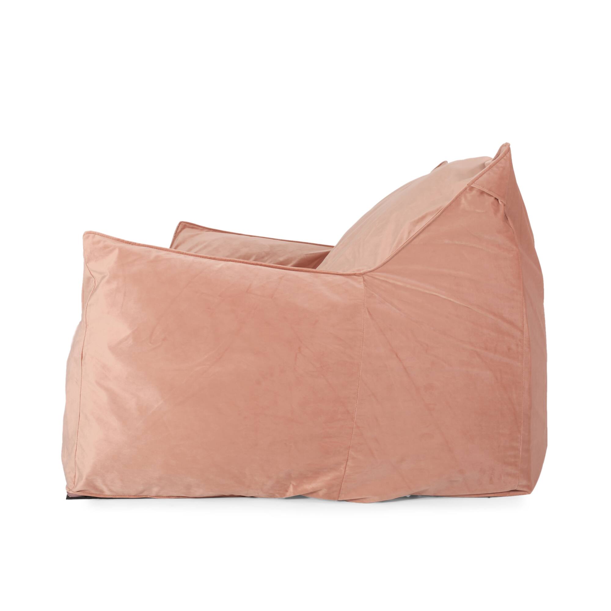 Back. GOODSILO - Premium Oversized Velvet Bean Bag Chair with Armrests for Ultimate Comfort and Style - Pink.