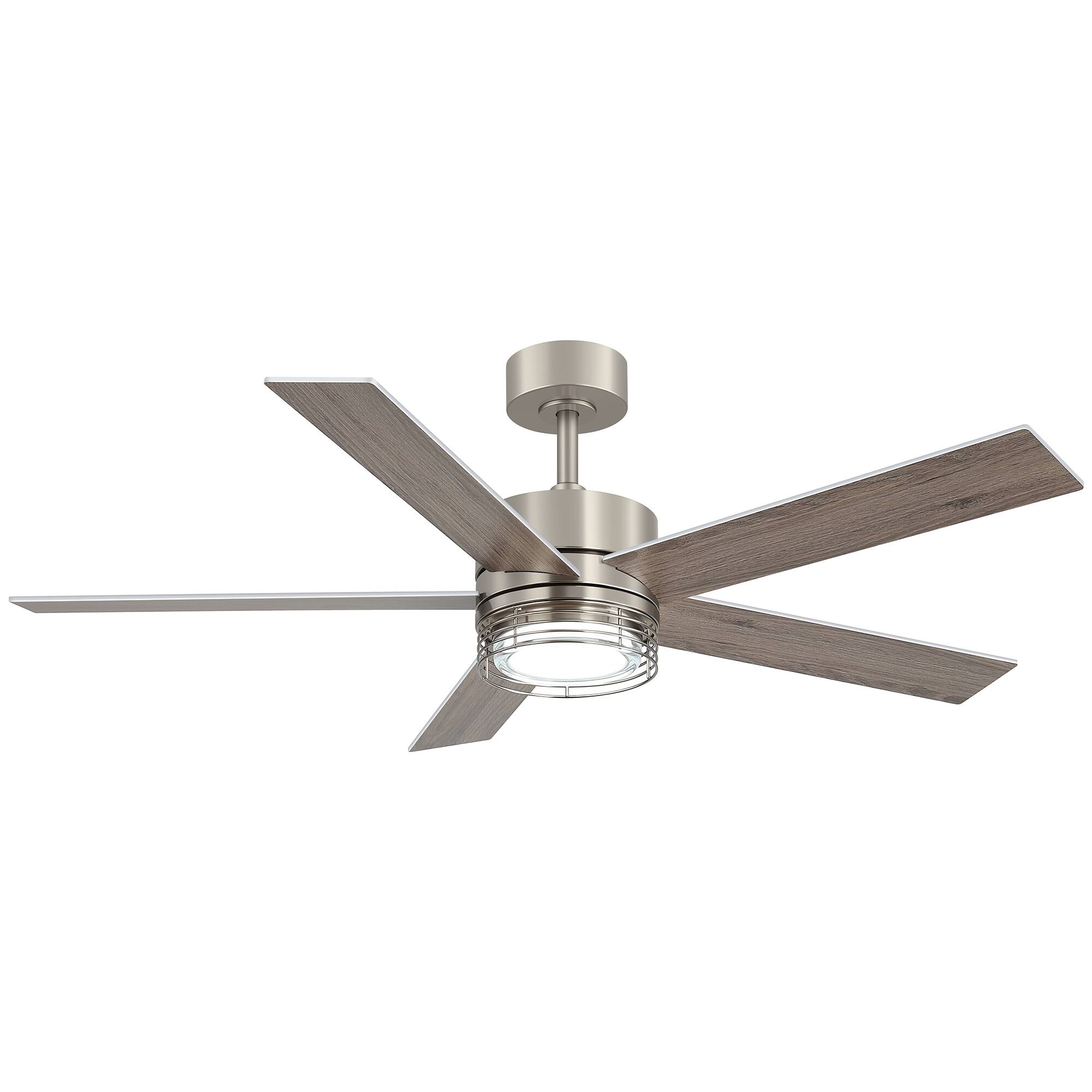 Alt View 9. Breezary - 52-Inch LED Ceiling Fan with 5 Reversible Blades, Dimmable 3-Color Light, Quiet DC Motor & Remote, 6&10" Downrods - 52-Inch Brushed Nickel.