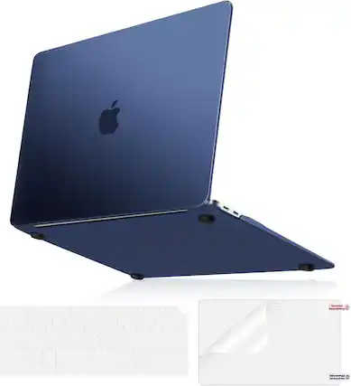 Front. mosiso - Case for MacBook Air 13 inch 2022-2018 A2337 M1 A2179 A1932, Hard Shell with Keyboard Cover and Screen Protector - Midnight Blue.