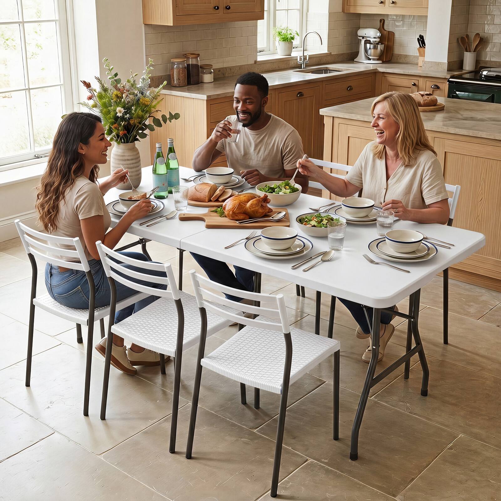 Costway Indoor Outdoor Portable Utility Table with Metal Legs Rattan ...