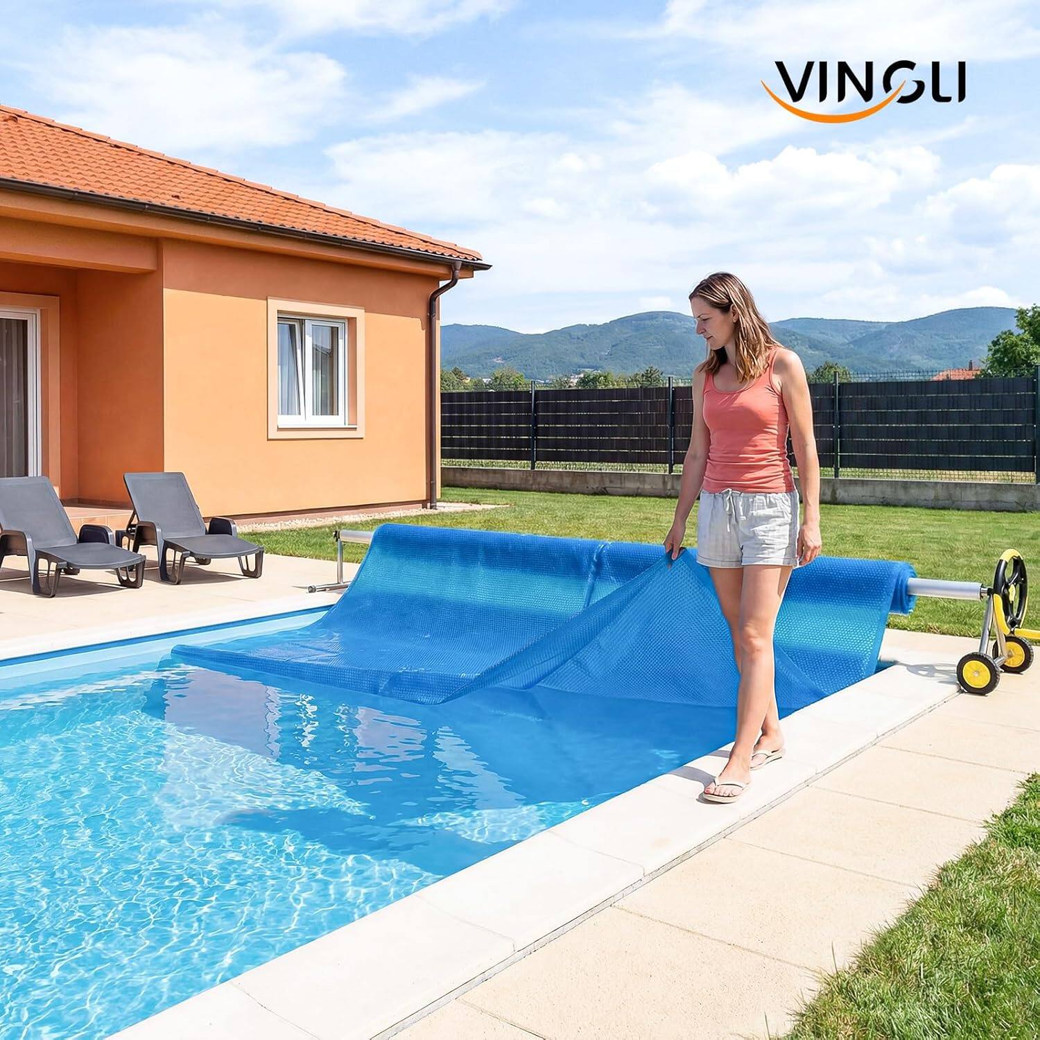 Alt View 8. Winado - 12Mil Solar Pool Cover, 18x36FT Rectangle Solar Blanket-Heavy Duty Solar Pool Cover for Above Ground Pool, Inground Pool - Blue.