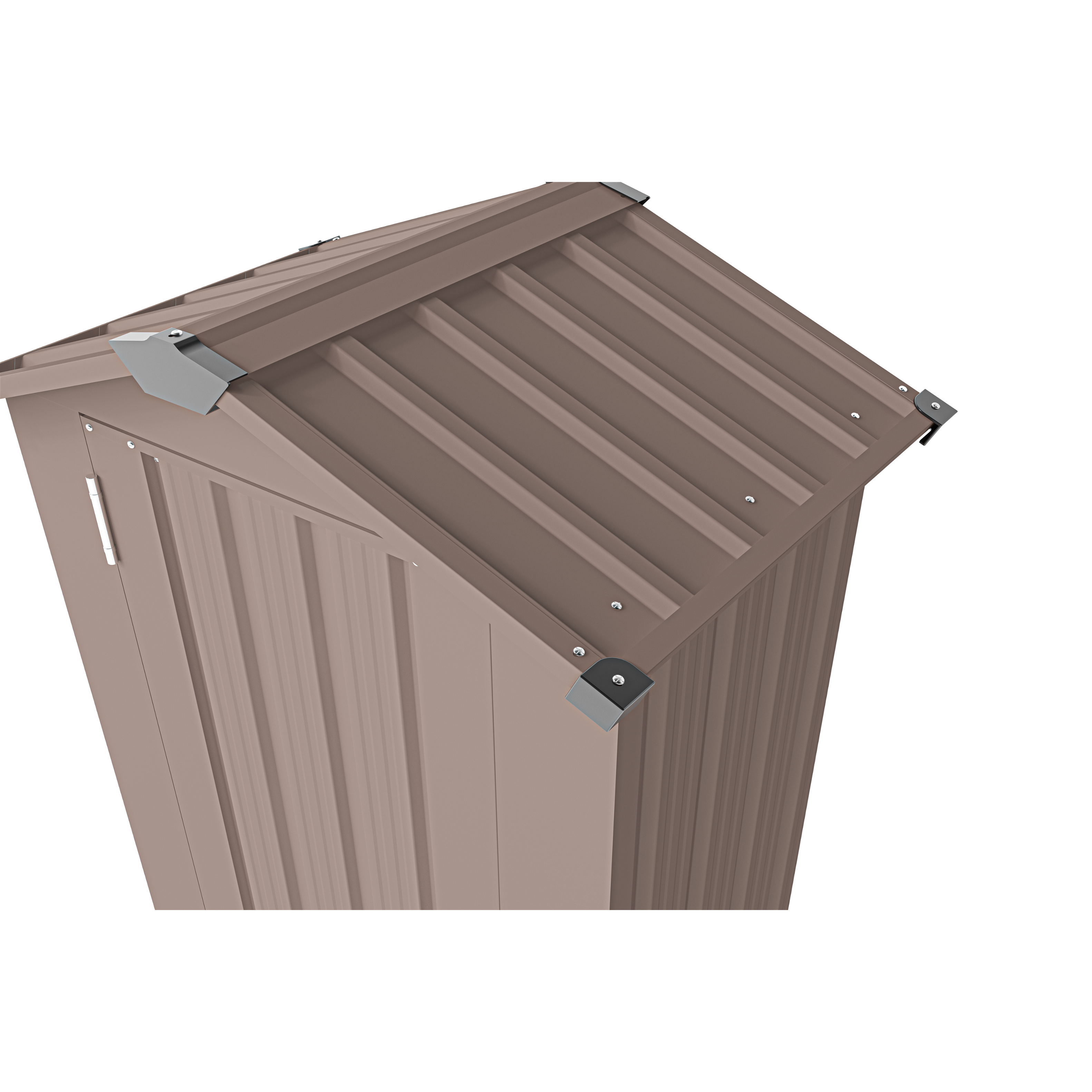 Alt View 5. Mondawe - 2.5x1.5 FT Small Metal Galvanized Iron Garden Shed with a solid lock system - Brown.