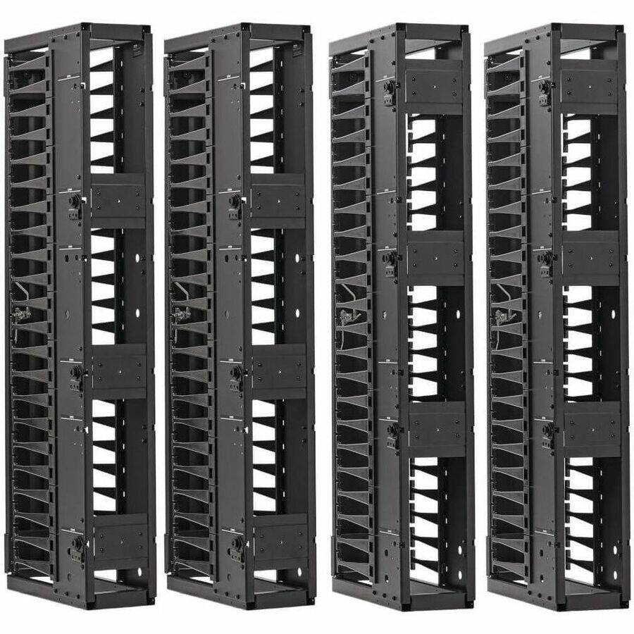 Alt View 1. Tripp Lite - Eaton Tripp Lite Series High-Capacity Vertical Cable Manager - Deep Double Finger Duct with Cover, Double Sided, 6 in. - Black.