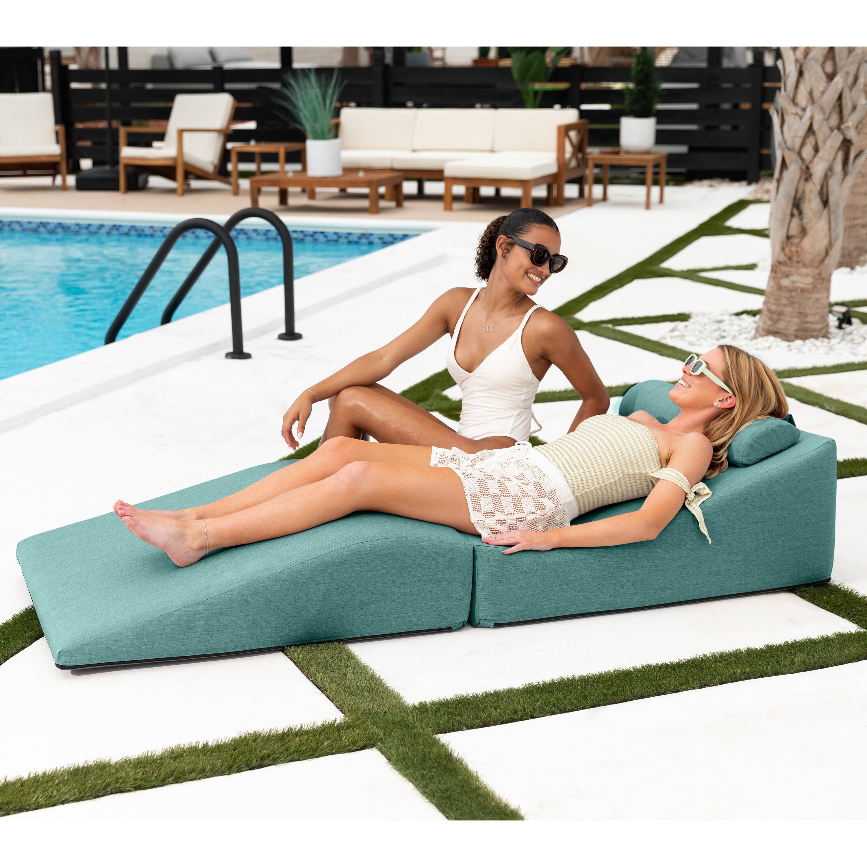 Back. Jaxx - Jaxx Clermont Sun Lounger - Luxurious Waterproof Poolside Lounge & Outdoor Chaise - Sunbrella Breeze - Marine Grade Vinyl.