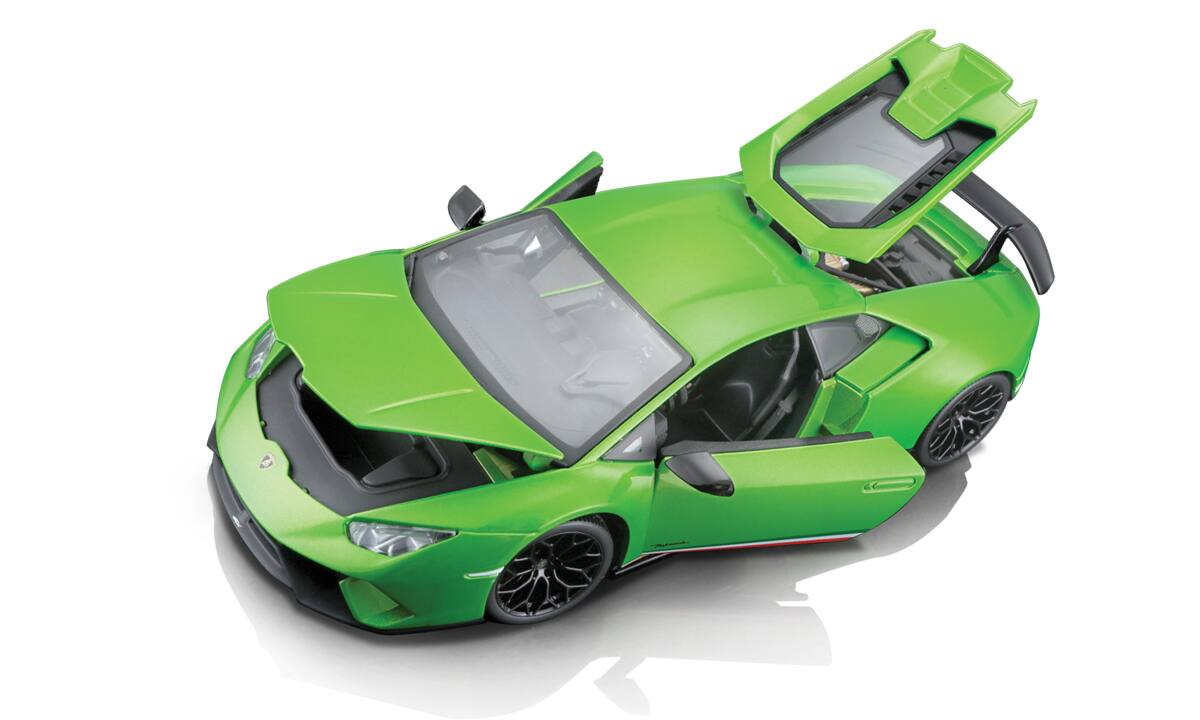 Angle. Maisto - Lamborghini Huracan Performante Metallic Green 1/18 Diecast Model Car by Maisto - Metallic Green.