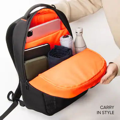 black and orange laptop backpack Trippy & Top carry handle makes it easy to grab the backpack and go Classic Shape High Quality Backpack