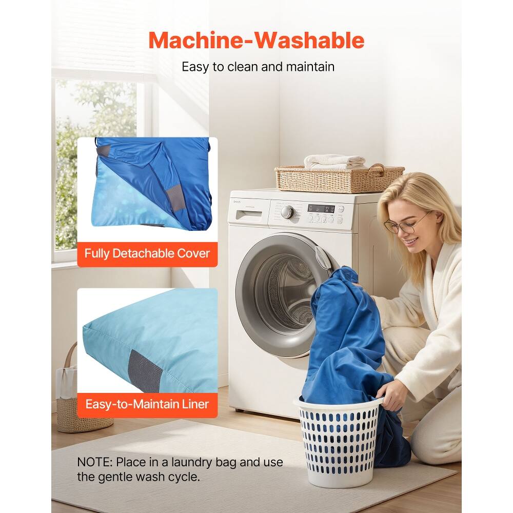 Machine-Washable  
Easy to clean and maintain  

Fully Detachable Cover  

Easy-to-Maintain Liner  

NOTE: Place in a laundry bag and use the gentle wash cycle.