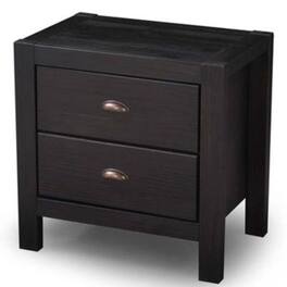 Hivvago - Farmhouse Style Solid Pine Wood 2-Drawer Nightstand Bedside Table - Black