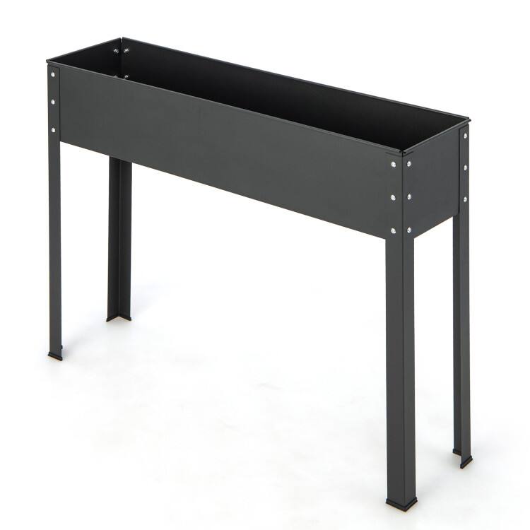 Front. SlickBlue - Elevated Metal Garden Bed with Legs and Built-In Drainage for Veggies & Flowers - Black.
