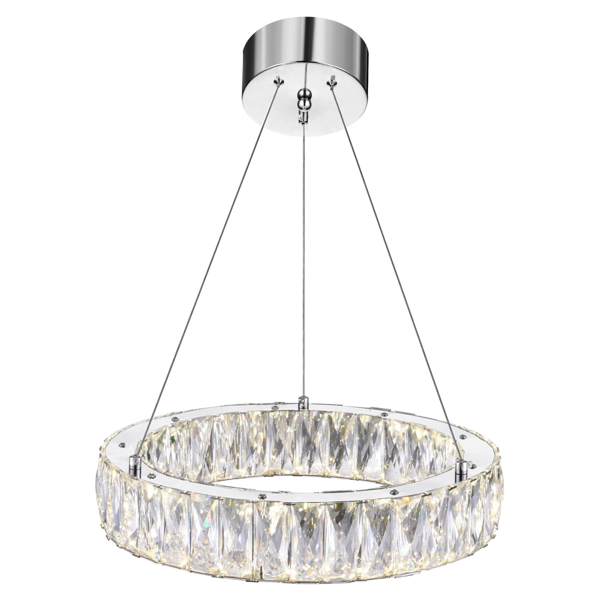 Left. CWI Lighting - Juno LED Chandelier With Chrome Finish - Chrome.