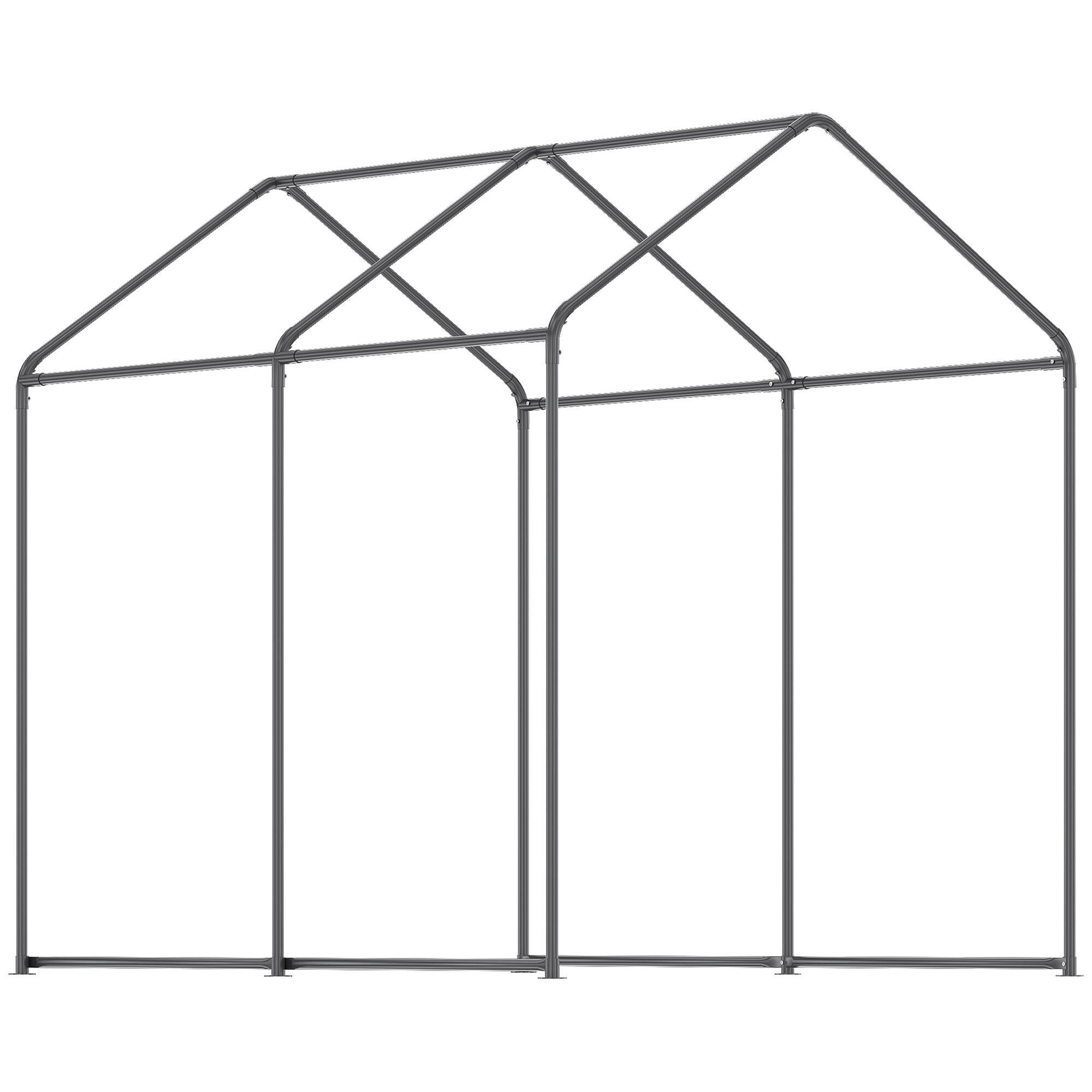 Angle. TinyHomie - 8 x 6 x 7.5FT Walk-In Greenhouse Outdoor Gardening Canopy with 6 Roll-up Windows 2 Zippered Doors and Weather Cover.