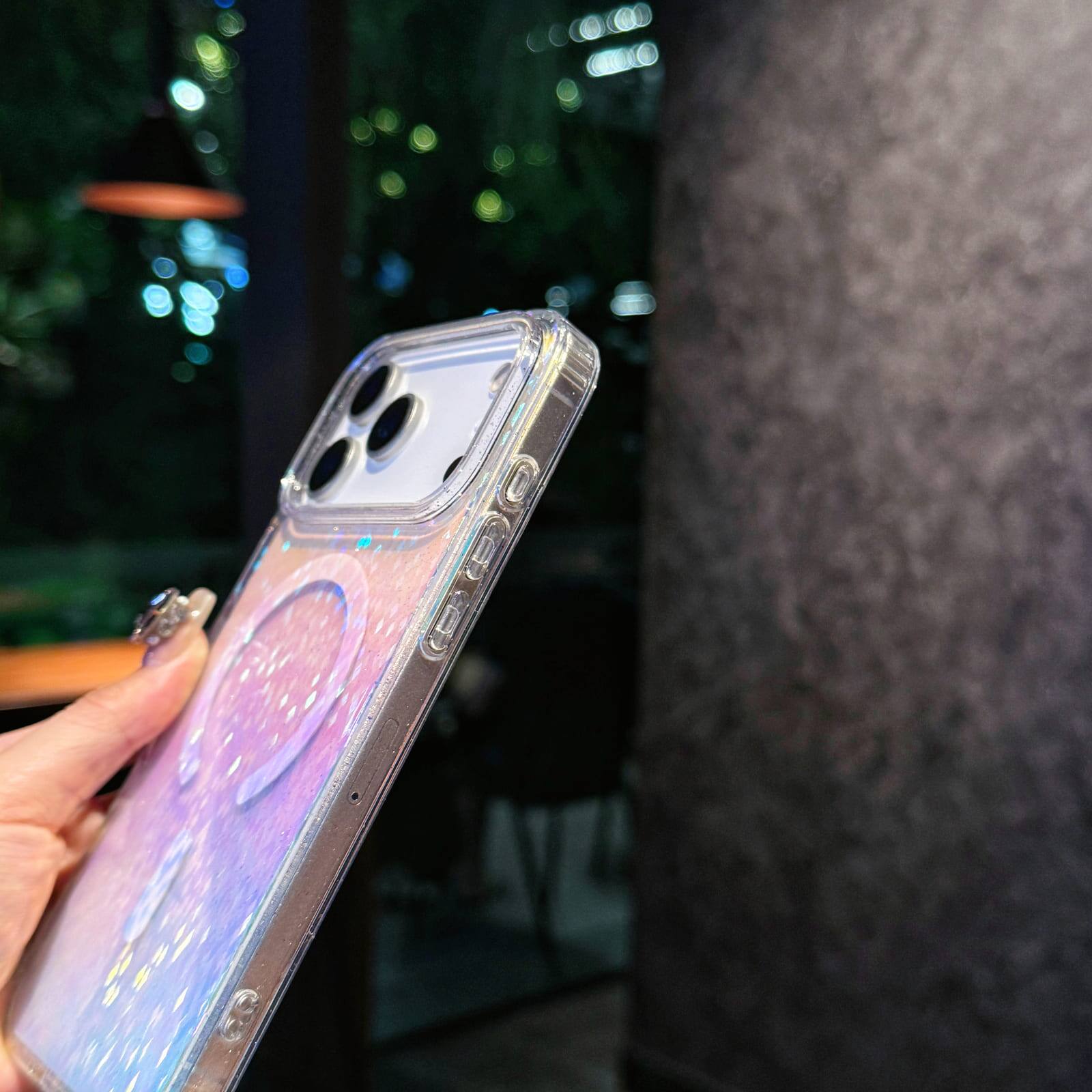 Alt View 4. UUCOVER - For Apple iPhone 17 Pro Max Glitter Magnetic Case, Compatible with Magsafe, Colorful Gradient Bling Transparent Cover - C.