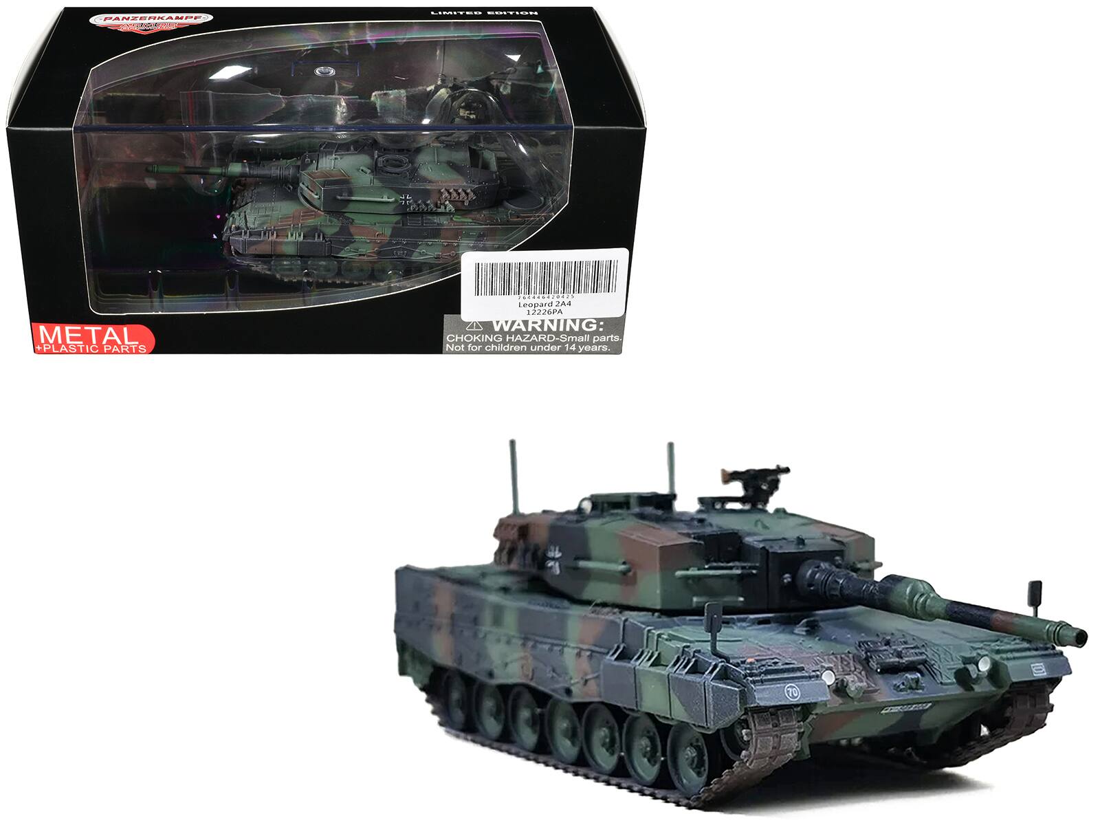 PANZERKAMPF  
LIMITED EDITION  

Leopard 2A4  
12226PA  

WARNING: CHOKING HAZARD - Small parts. Not for children under 14 years.  

METAL + PLASTIC PARTS