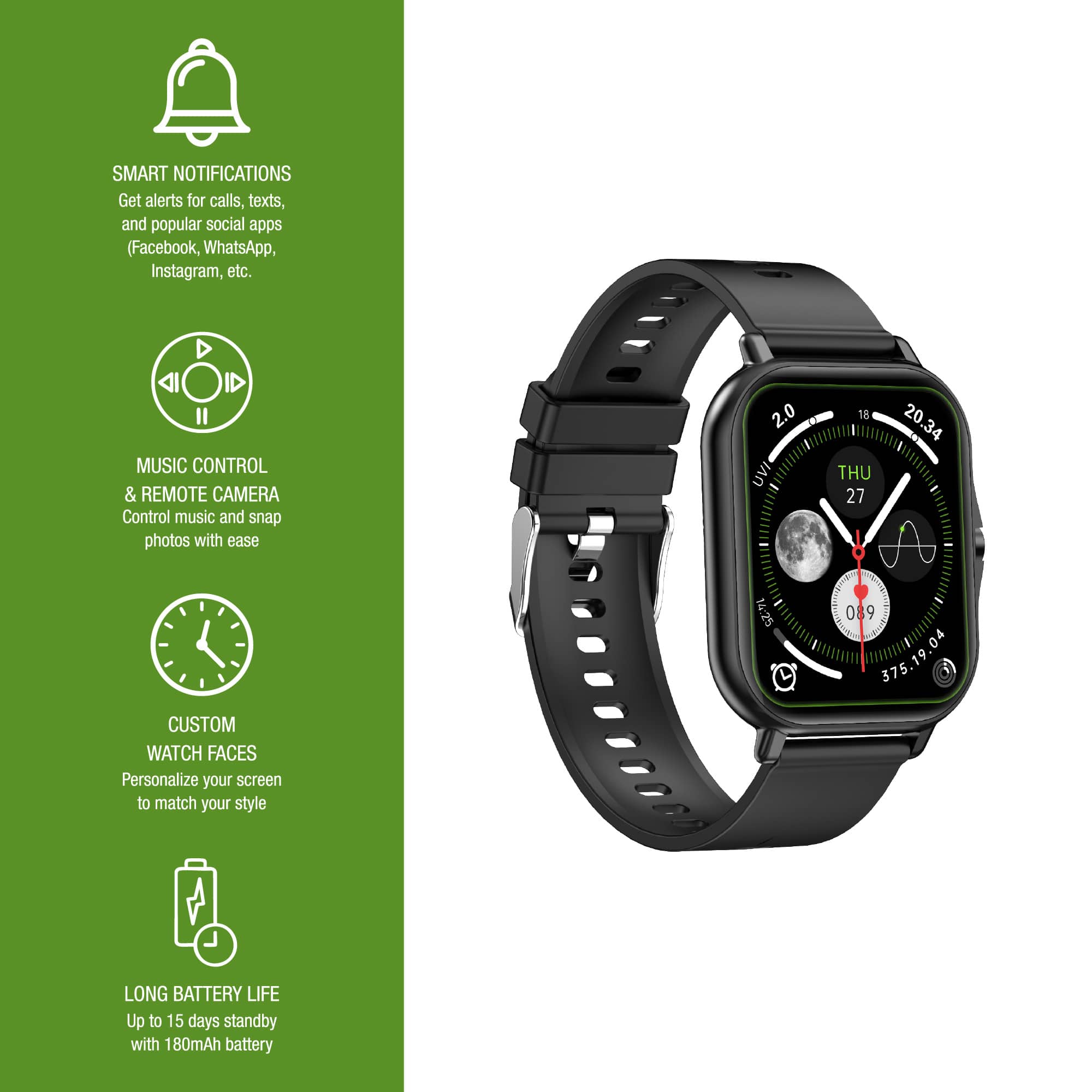 Pursonic All in One Bluetooth Smart Watch – Fitness, Health