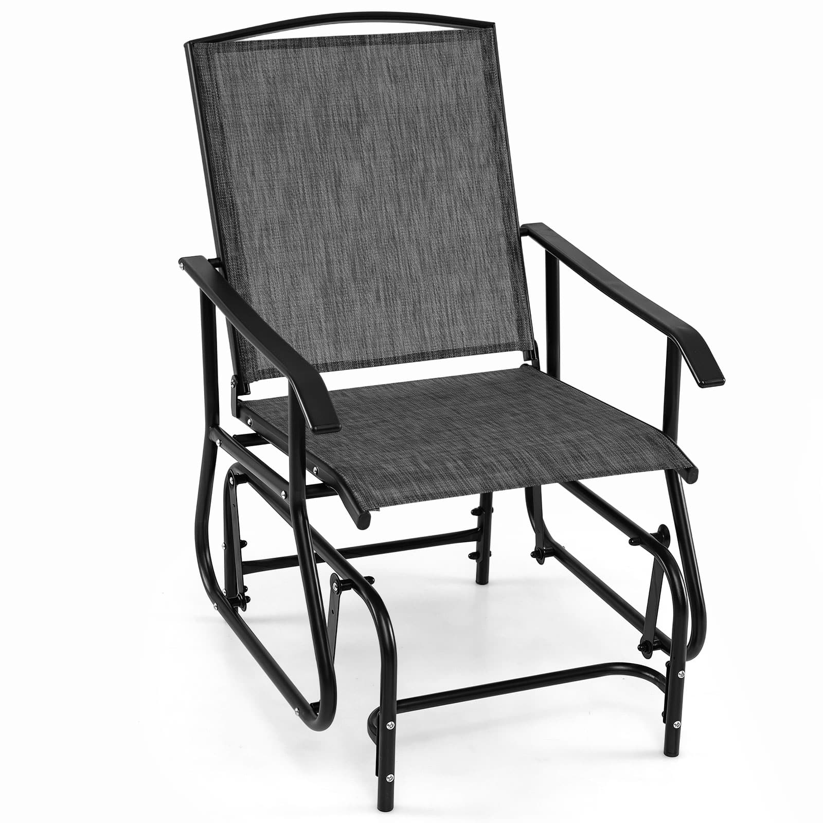 Costway - Outdoor Glider Chair, Porch Glider with Metal Frame & Armrests for Deck Poolside - Gray price history on PriceWatchPro