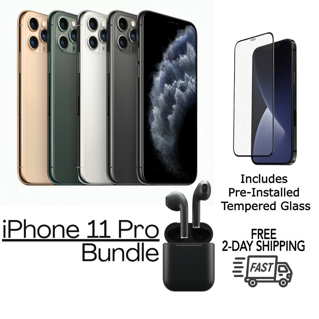 iPhone 11 Pro Bundle  
Includes Pre-Installed Tempered Glass  
FREE 2-DAY SHIPPING  
FAST