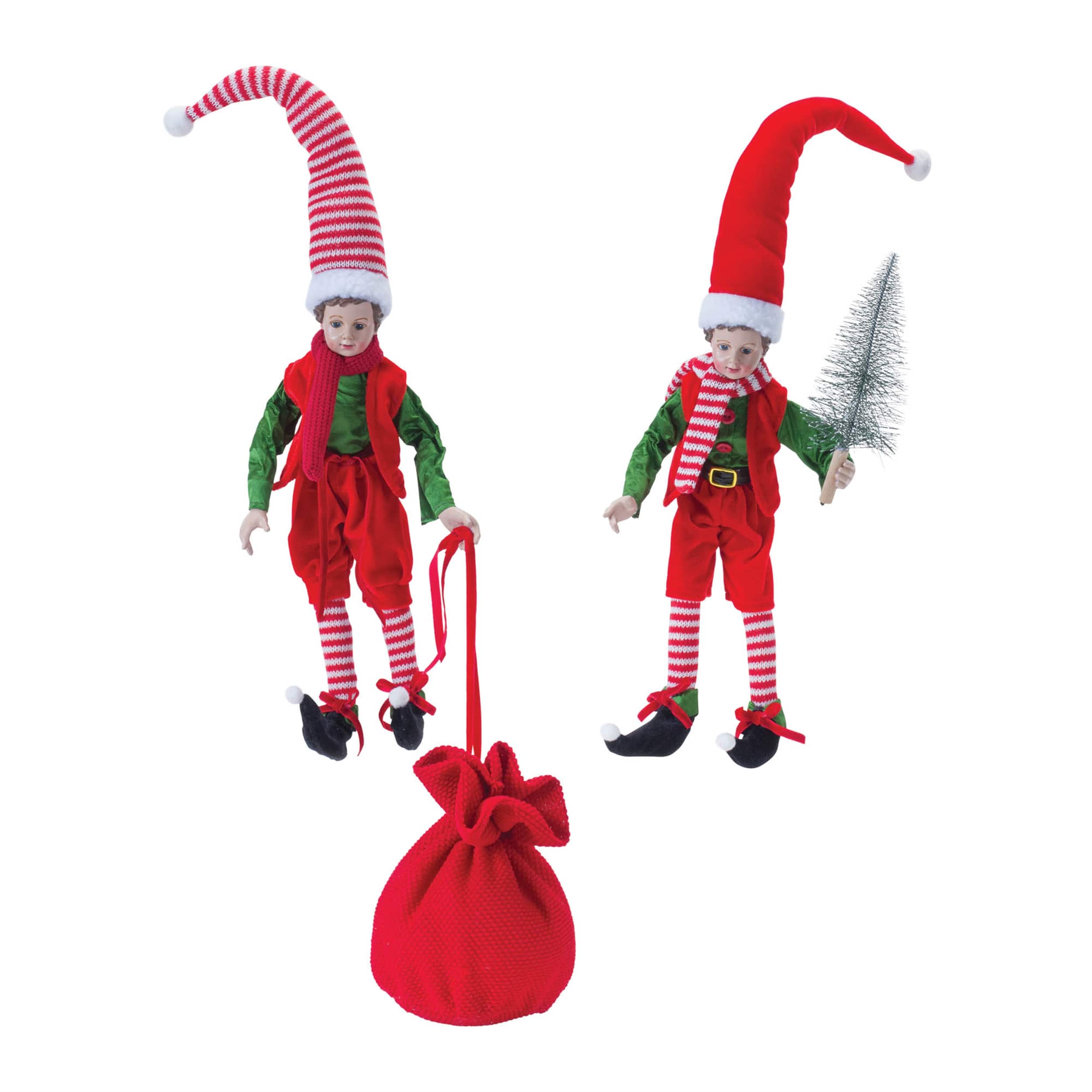 BreeBe - Vintage Elf Shelf Sitter (Set of 2) - Reg, Green