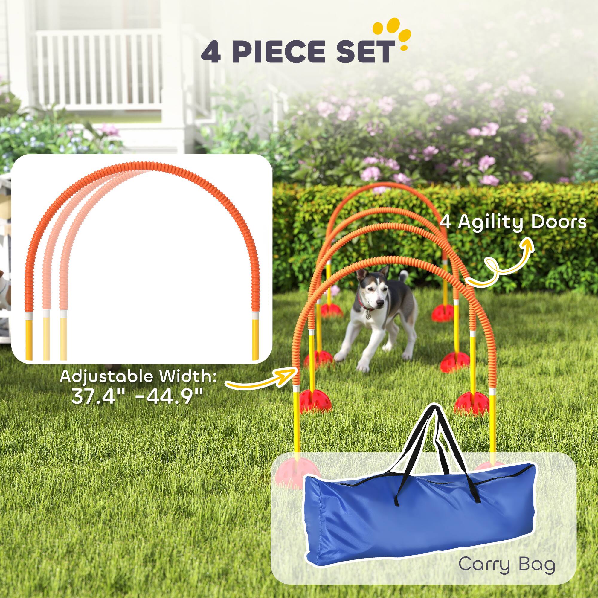 4 PIECE SET

4 Agility Doors

Adjustable Width: 37.4" - 44.9"

Carry Bag