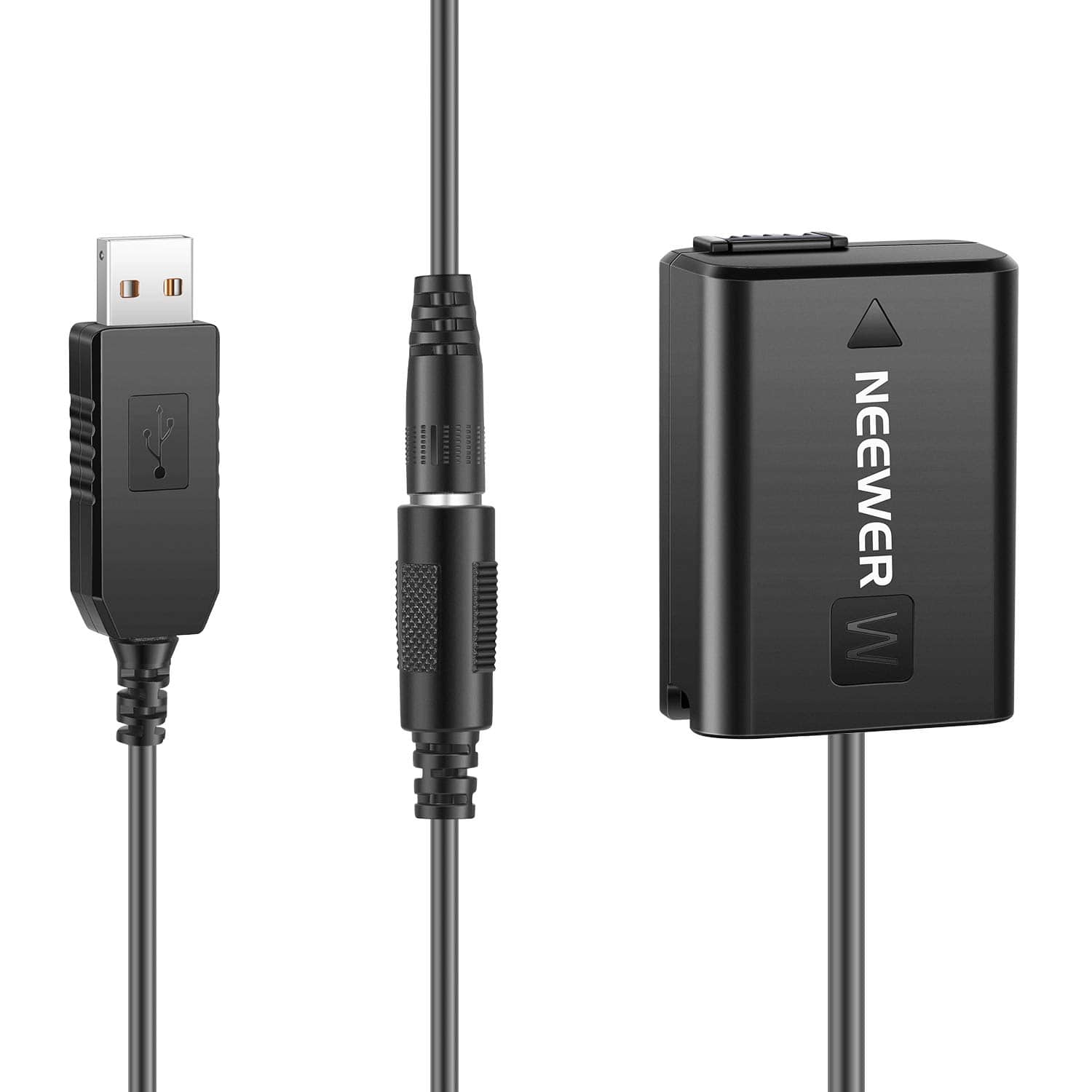 Neewer - DC Coupler & USB Cable for Sony NP-FW50, Dummy Battery, A7/A6x00 Series - Black