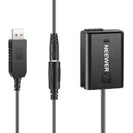 Neewer - DC Coupler & USB Cable for Sony NP-FW50, Dummy Battery, A7/A6x00 Series - Black