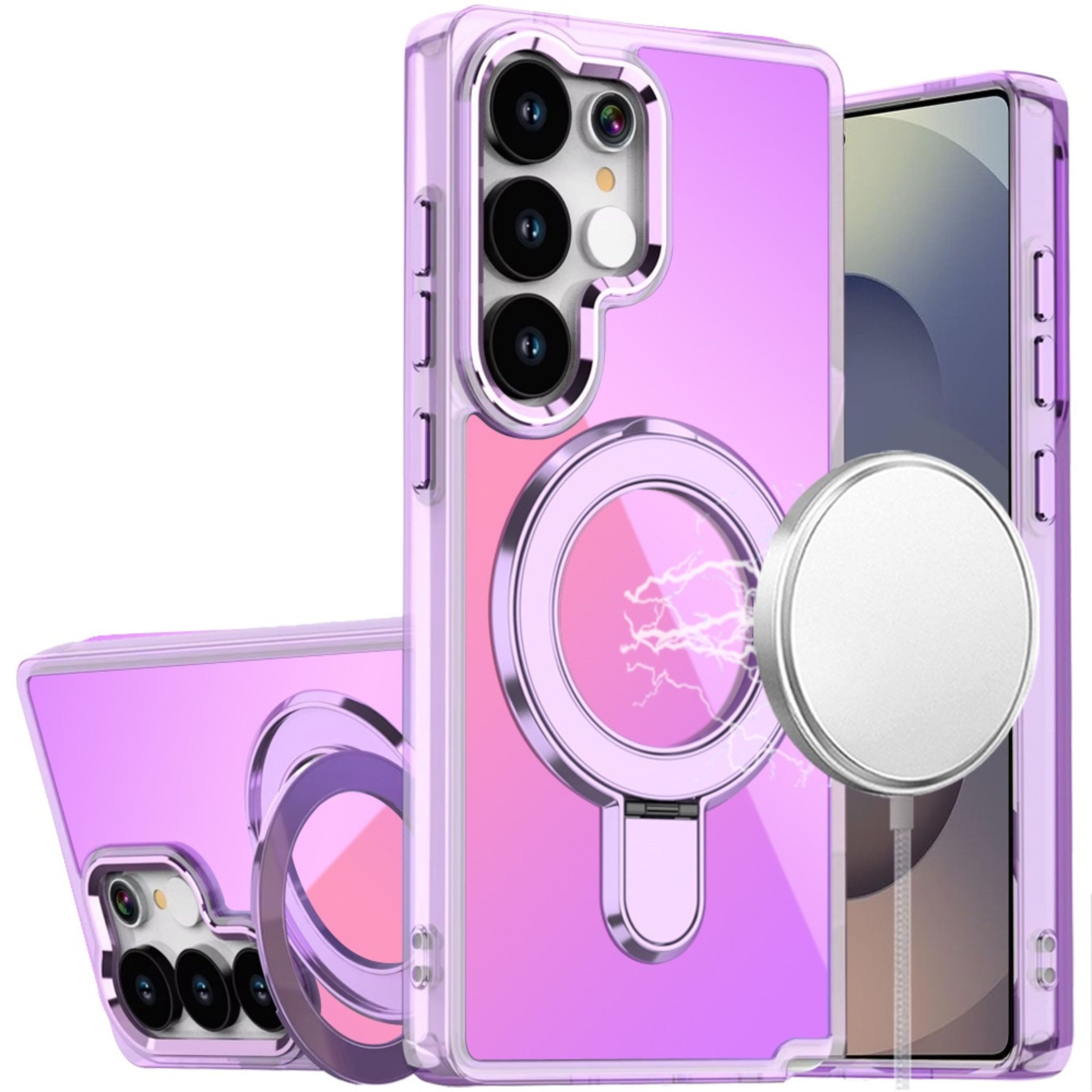 Kitcheniva - Radiant Chrome Magnetic Circle Stand Plus Tempered Glass For Samsung S25 Ultra - Light Purple price history on PriceWatchPro
