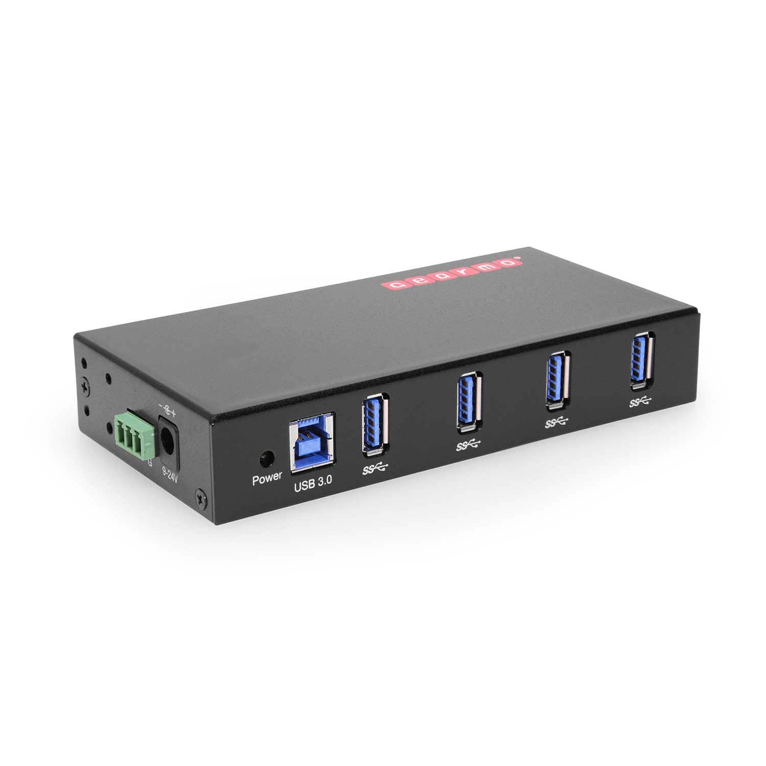 Gearmo - 4-Port USB 3.0 Rugged Industrial DIN Rail & Surface Mount Hub - Black