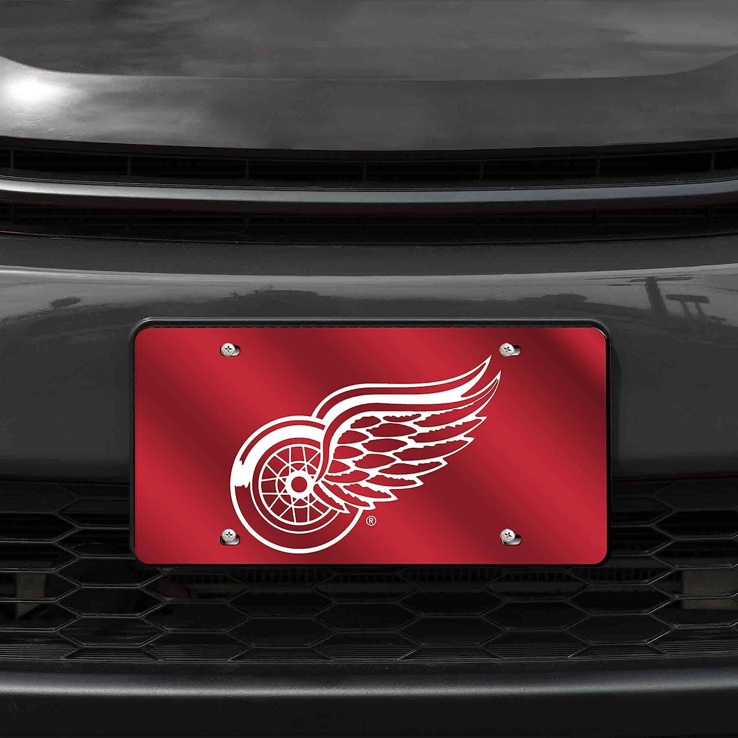 Alt View 1. Rico Industries - Detroit Red Wings NHL Logo Mirror Look LASER License Plate - Multi.