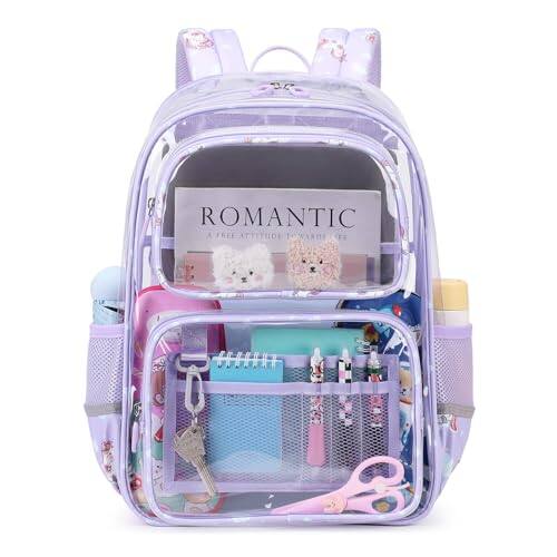 Front. Pacoar Cade - Pink Clear Backpack For Heavy Duty Bookbag  See Through School Stadium Events And Concert Transparent Backpacks - Purple.