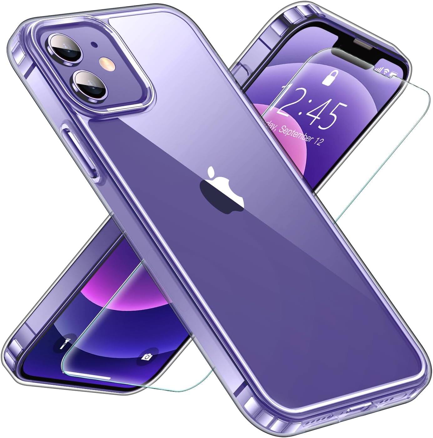 Entronix - iPhone 12 Mini Bundle: Durable Case & Tempered Glass Screen Protector - Clear