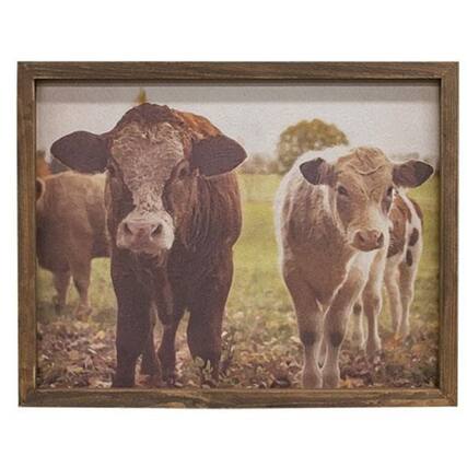 Front. BreeBe - Pasture Cows Framed Print Wood Frame - Multicolor.