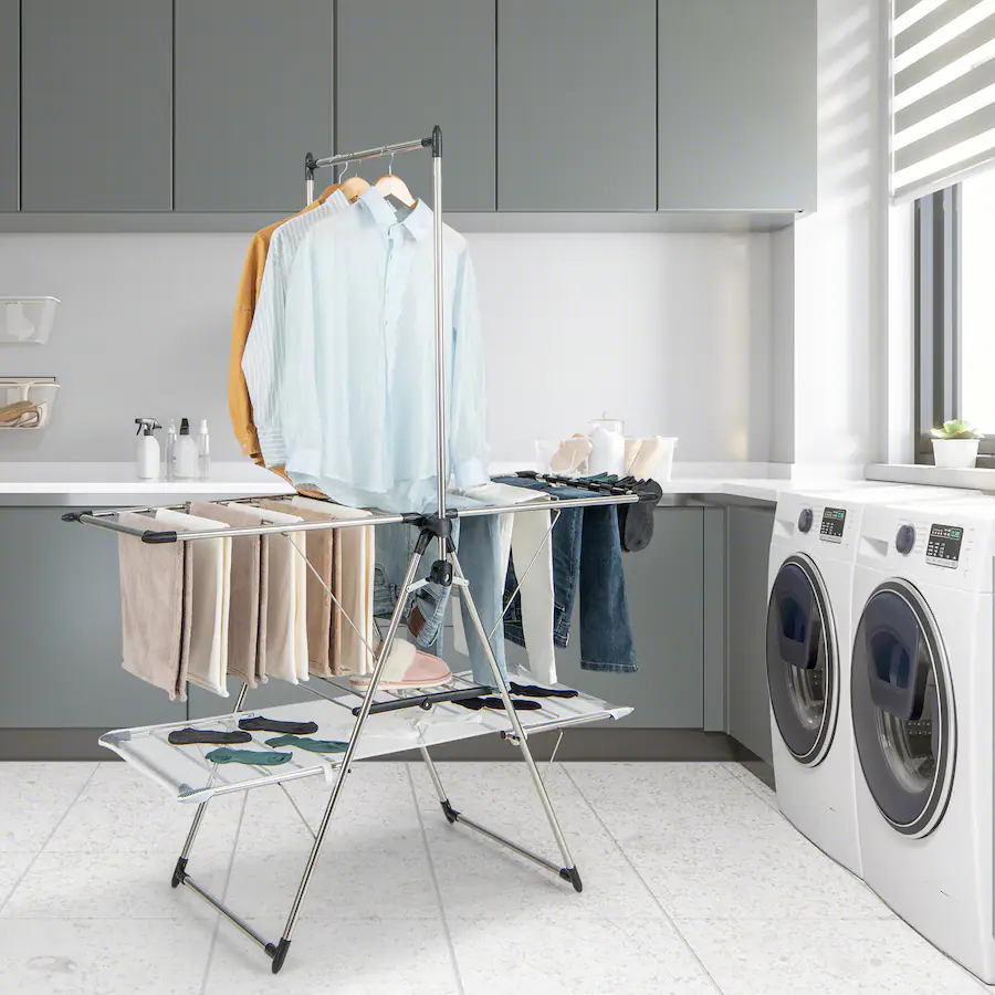 Costway Large Foldable Clothes Drying Rack 2 tier Laundry Drying Rack w ...