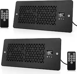 Nordic Hygge - 2-Pack Register Booster Fan for 4" x 10" Register Holes with Remote Control and Thermostat, 10-Speeds AC Vent Booster