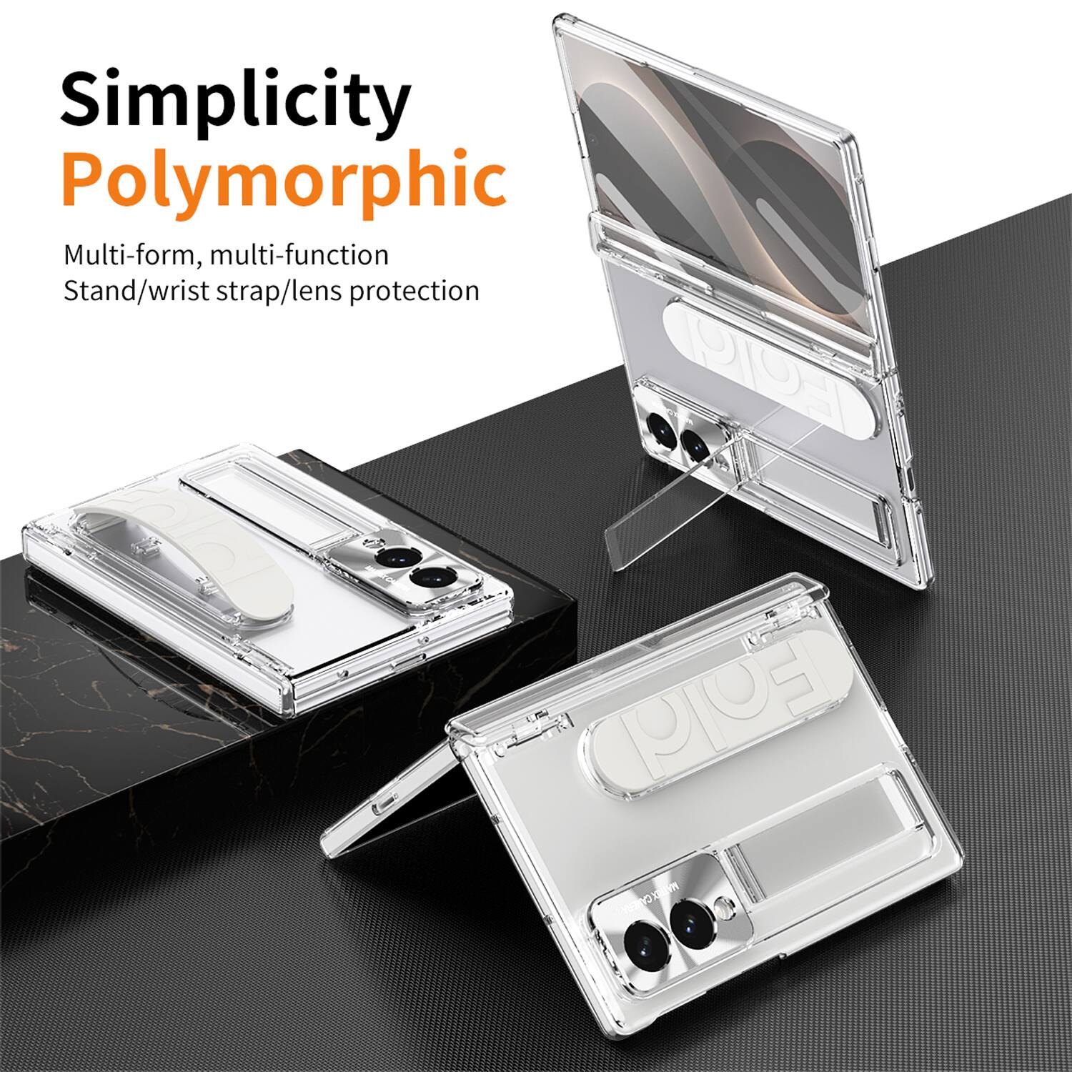 Simplicity Polymorphic  
Multi-form, multi-function  
Stand/wrist strap/lens protection
