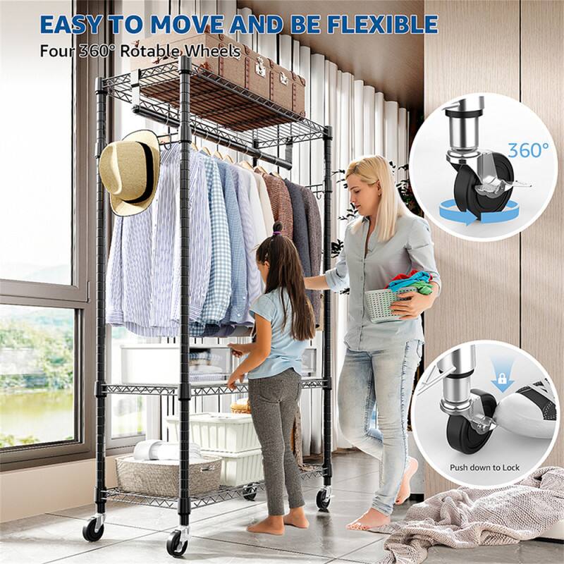 EASY TO MOVE AND BE FLEXIBLE  
Four 360° Rotable Wheels  
360°  
Push down to Lock