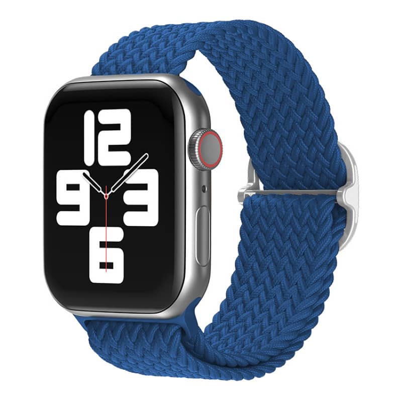 StrapsCo - Braided Stretch Band Nylon Watch Strap For Apple Watch - 40mm/41mm/42mm (Medium-Long) - Blue