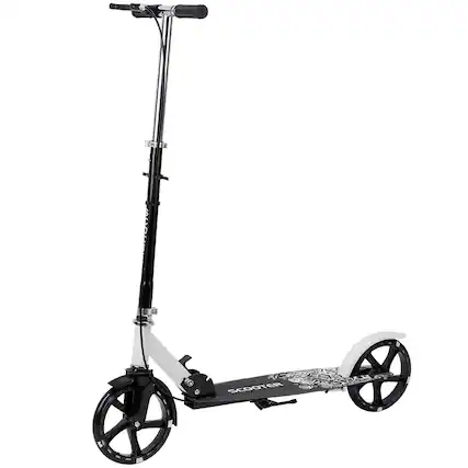 Front. Topteng - Foldable Kick Scooter for Adult & Teen–8" Luminous PU Wheel,Dual Brakes,Anti-Slip Deck,Height Adjustable,Fit for Commute - Black.