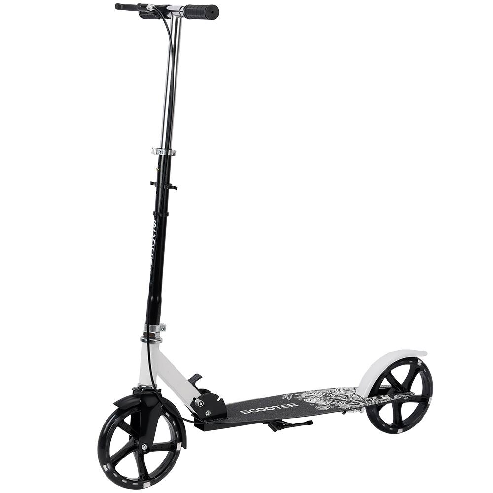 Front. Topteng - Foldable Kick Scooter for Adult & Teen–8" Luminous PU Wheel,Dual Brakes,Anti-Slip Deck,Height Adjustable,Fit for Commute - Black.