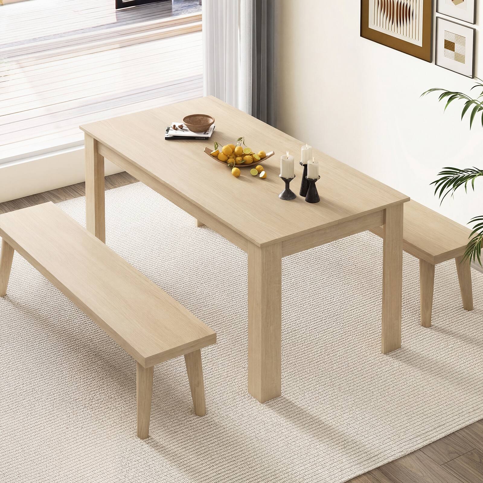Alt View 4. Gymax - Gymax 63'' Dining Table Rectangular Modern Kitchen Table For 6 People Home Furniture - Oak.