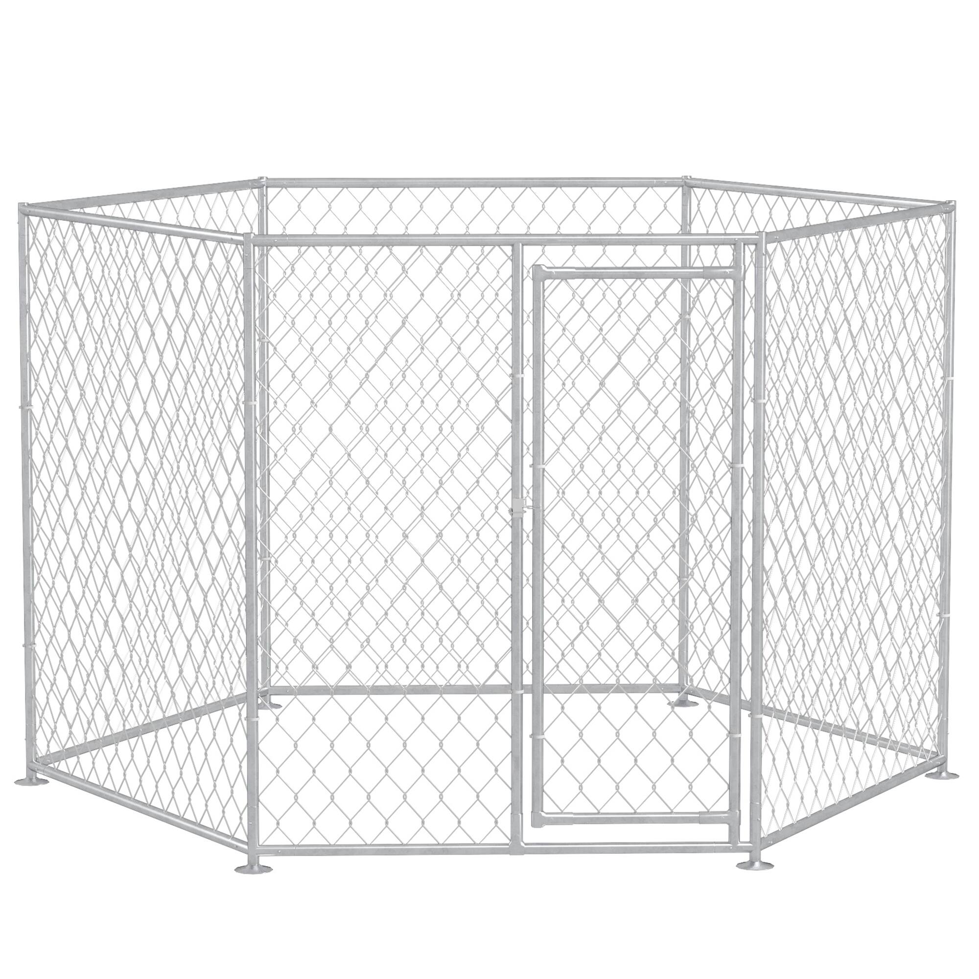 Pawhut - 9.2' x 8' x 5.6' Outdoor Dog Kennel, Heavy Duty Chain Link Run Playpen Fence with Lockable Door, Medium & Large Puppy