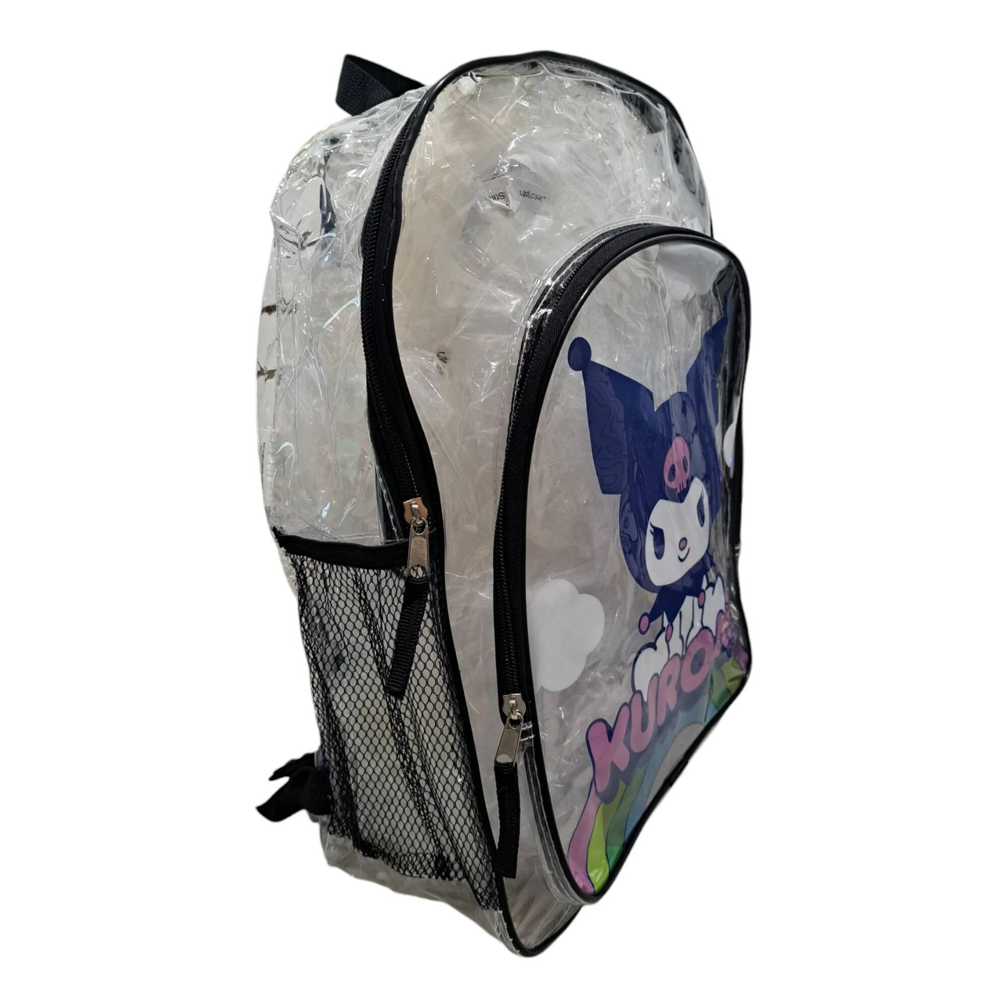 Alt View 2. Hello Kitty - Hello Kitty 16" Kuromi Transparent Backpack with Front pocket, Black & Clear - Clear.