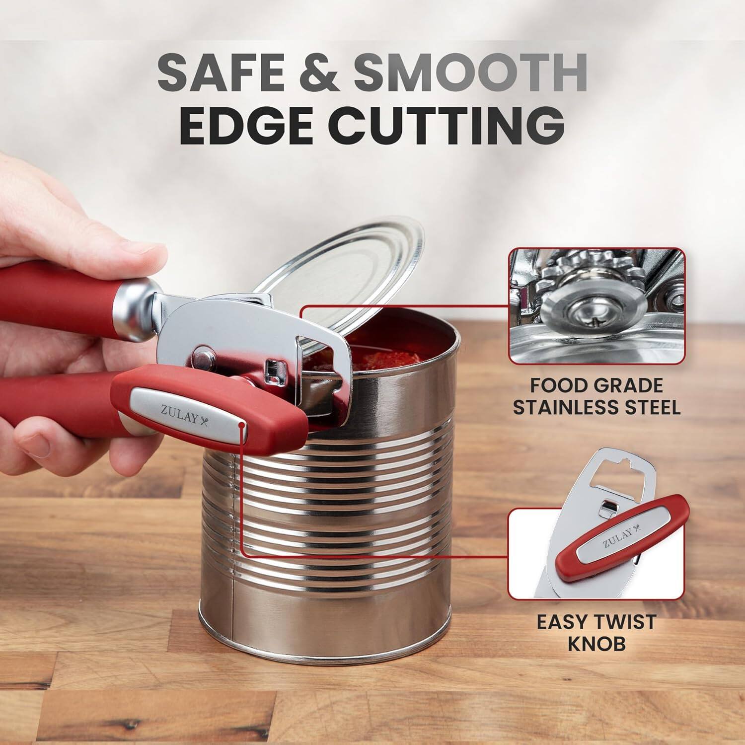 SAFE & SMOOTH EDGE CUTTING  
ZULAY X FOOD GRADE STAINLESS STEEL  
ZULAY EASY TWIST KNOB
